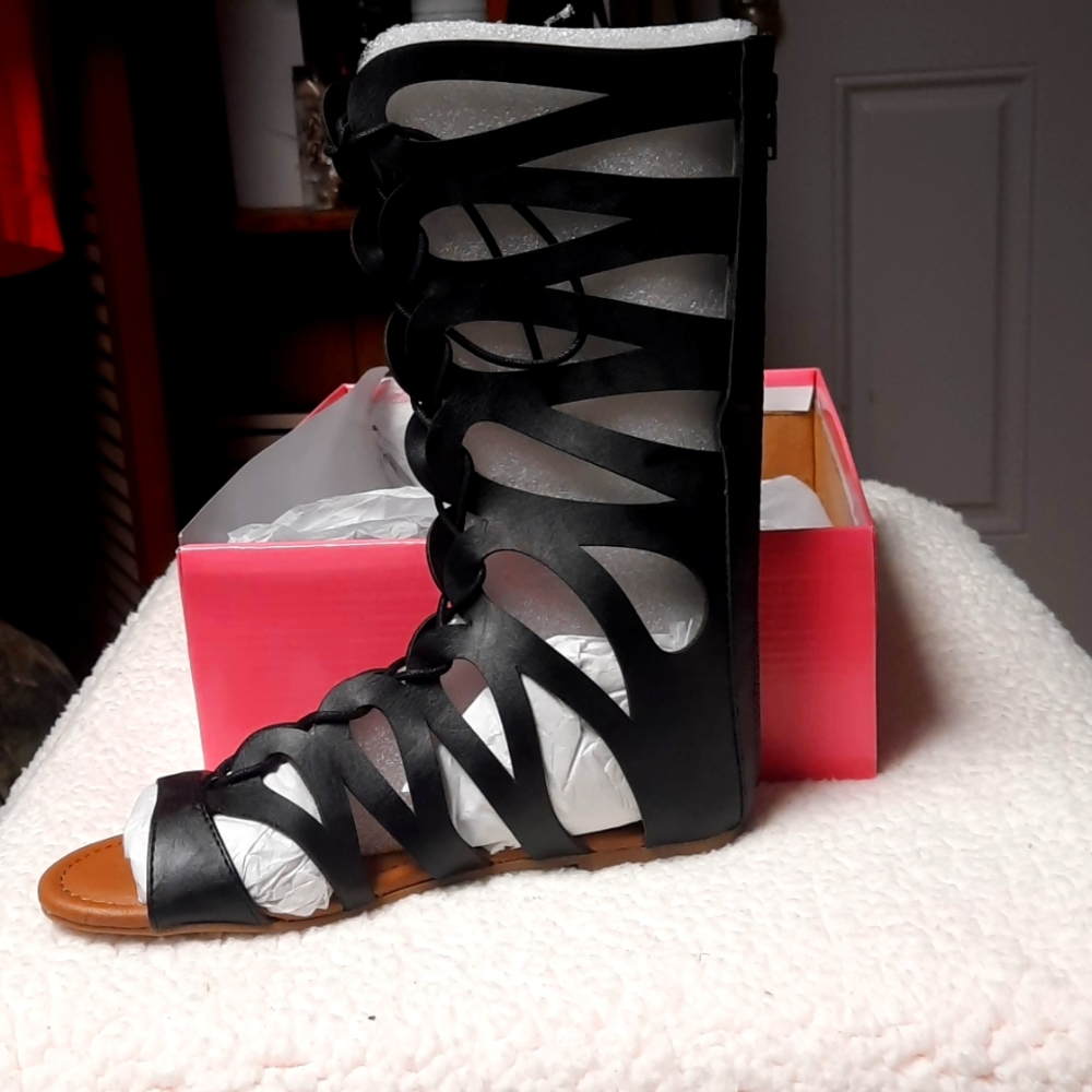 Little Big Girl Gladiator Sandals In Black